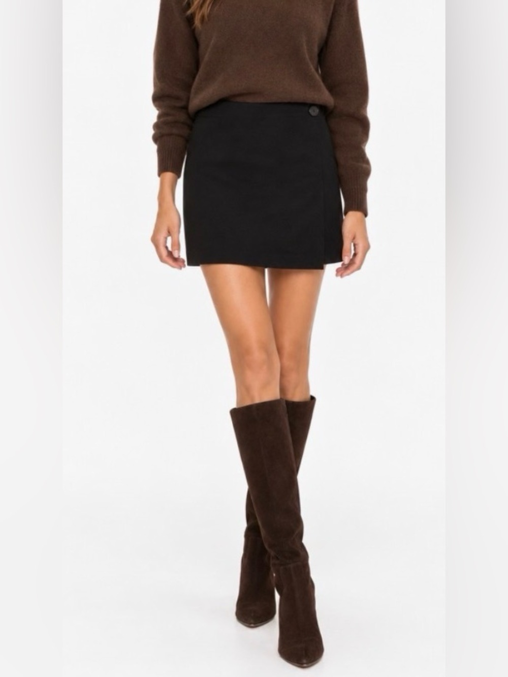 Alice + Olivia Wool Renna Mini Wrap Skirt Black Women’s Size 0 Preppy Academia